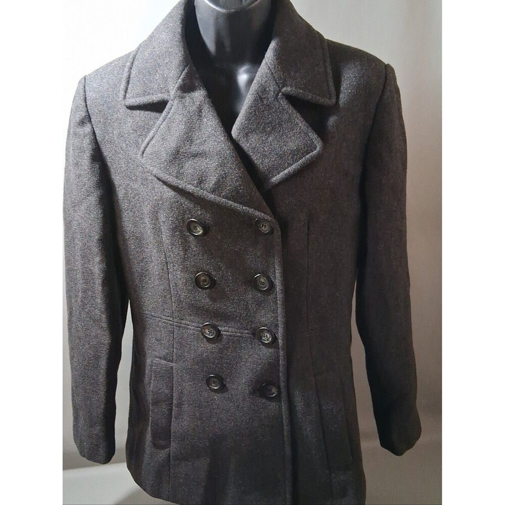 MDP Mario De Pinto Women’s Size Medium Pea Coat Made In USA 100% Wool Black VTG